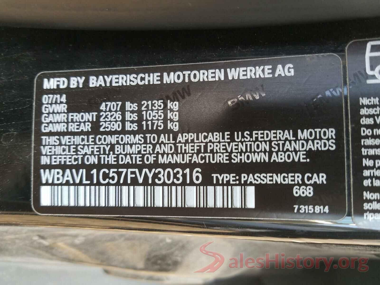 WBAVL1C57FVY30316 2015 BMW X1