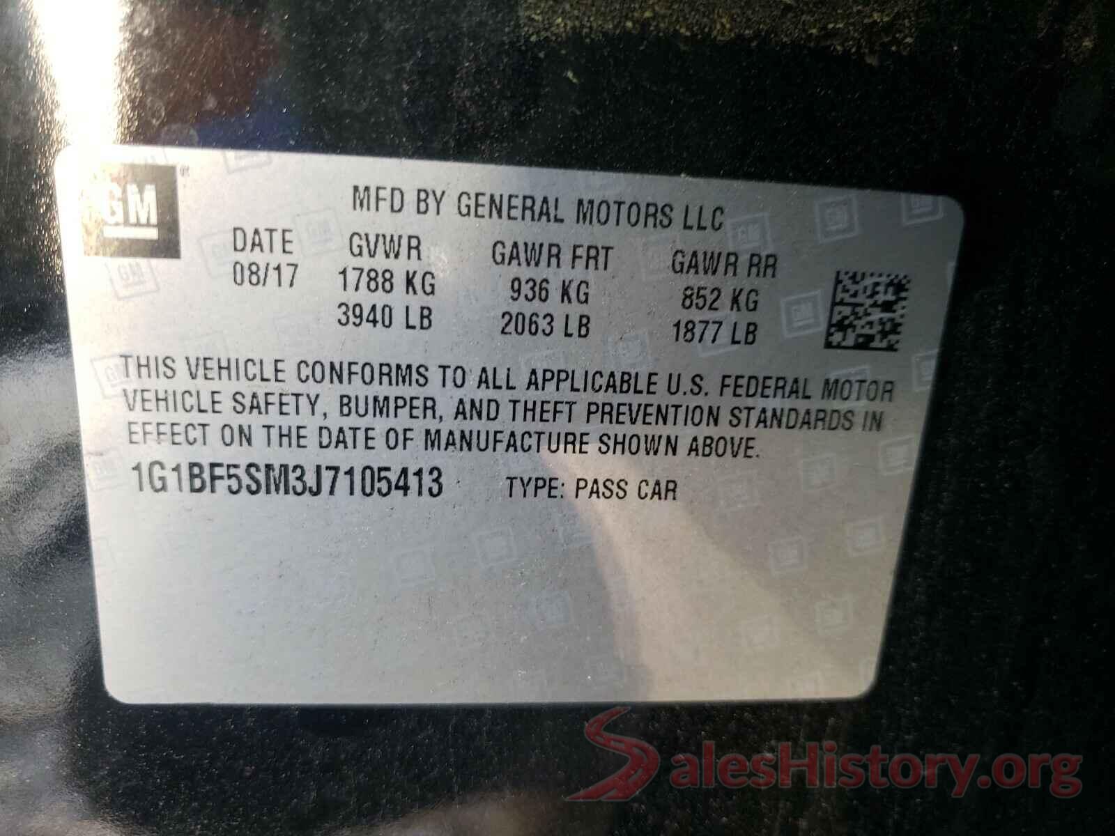 1G1BF5SM3J7105413 2018 CHEVROLET CRUZE