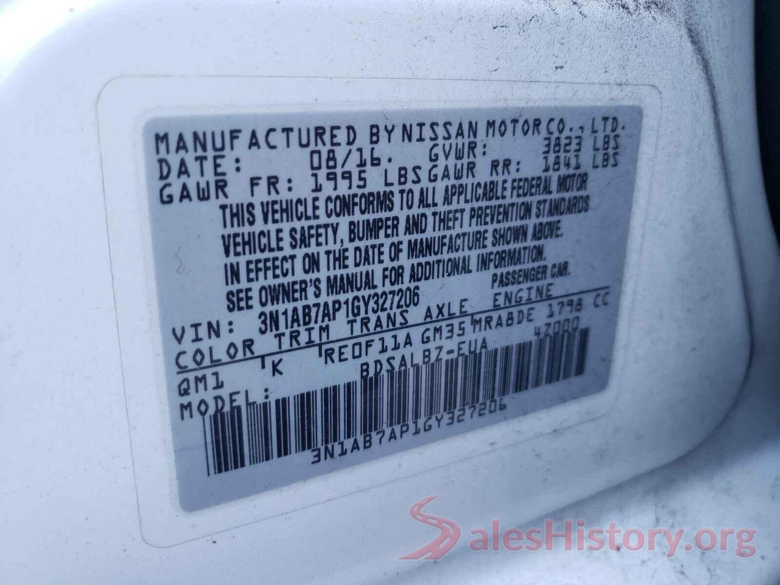 3N1AB7AP1GY327206 2016 NISSAN SENTRA