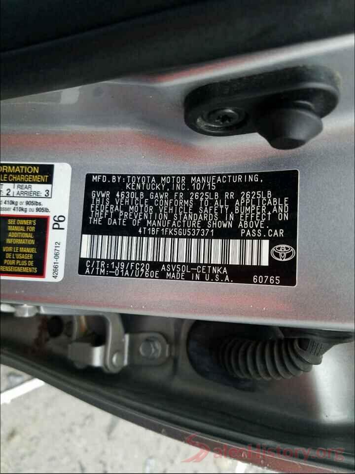 4T1BF1FK5GU537371 2016 TOYOTA CAMRY