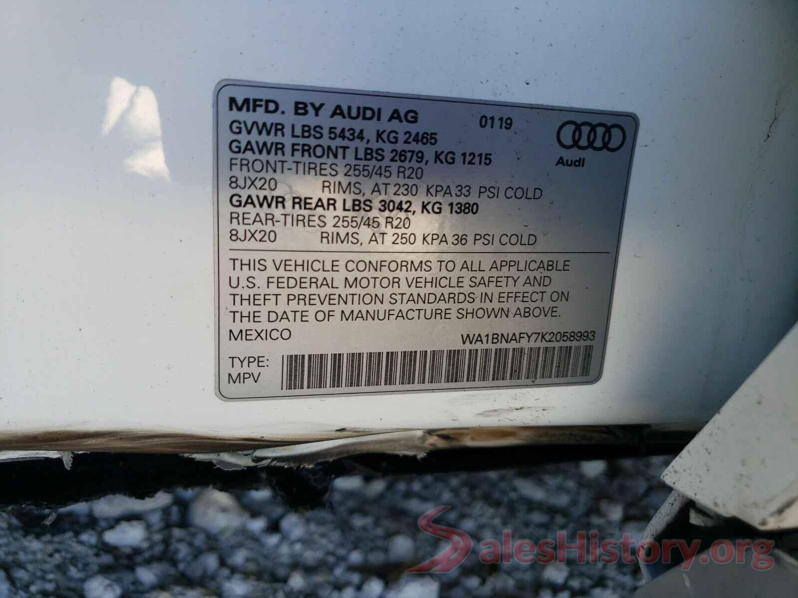 WA1BNAFY7K2058993 2019 AUDI Q5