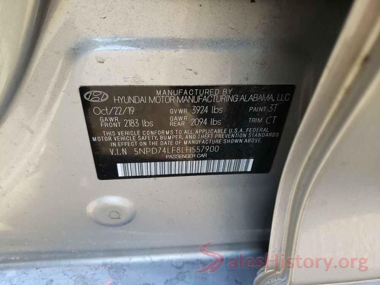 5NPD74LF8LH557900 2020 HYUNDAI ELANTRA