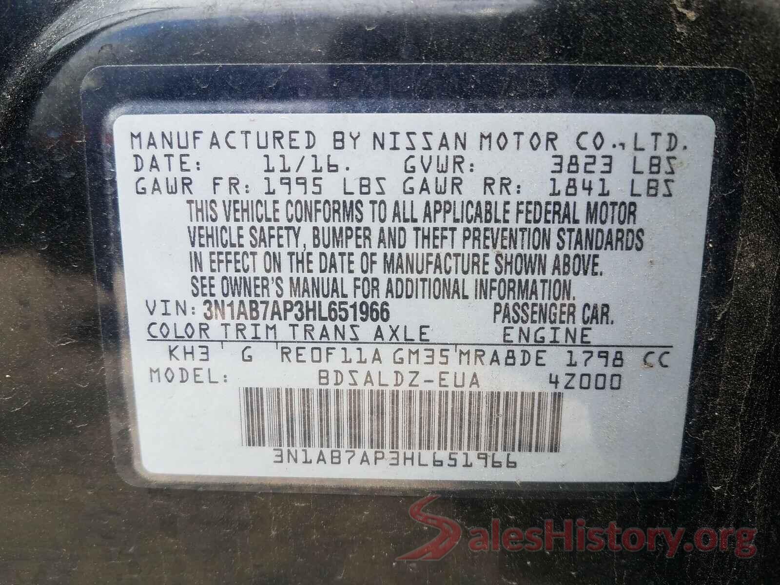 3N1AB7AP3HL651966 2017 NISSAN SENTRA