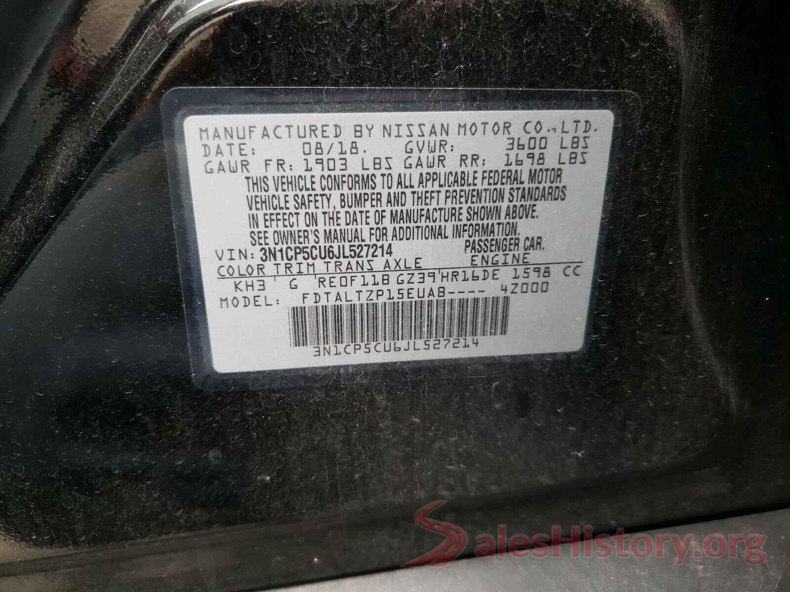 3N1CP5CU6JL527214 2018 NISSAN KICKS