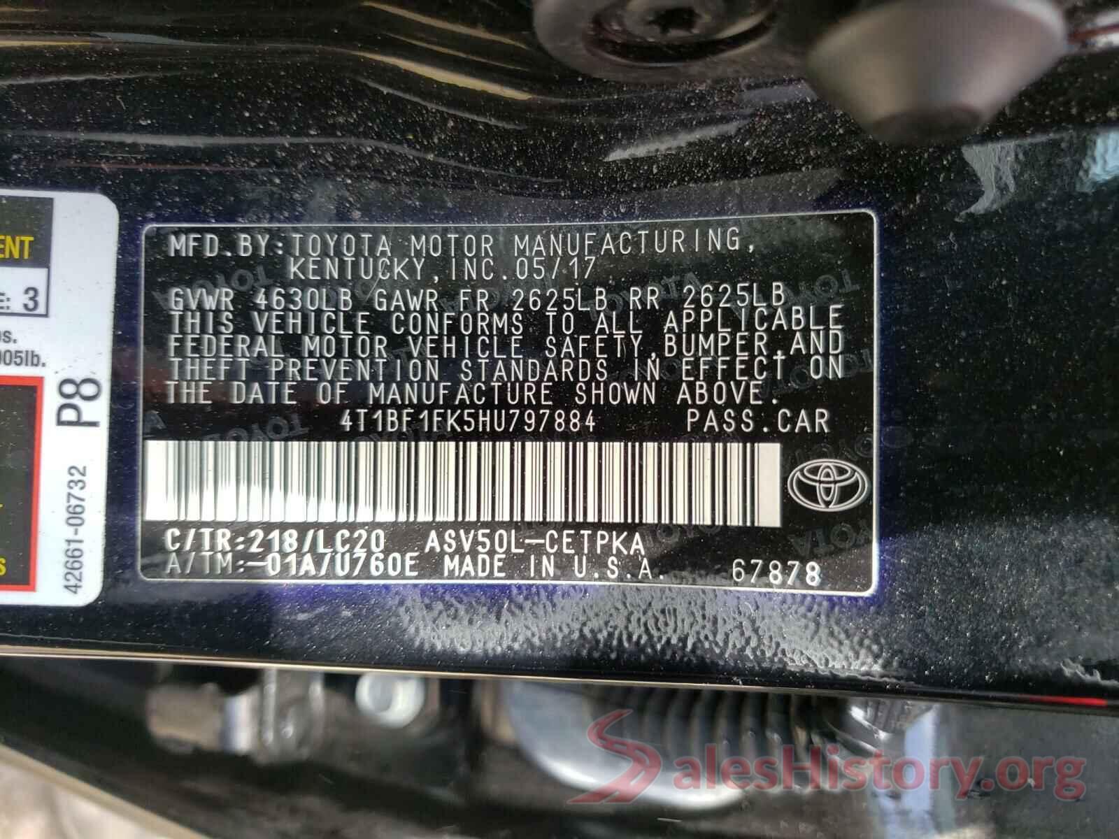 4T1BF1FK5HU797884 2017 TOYOTA CAMRY