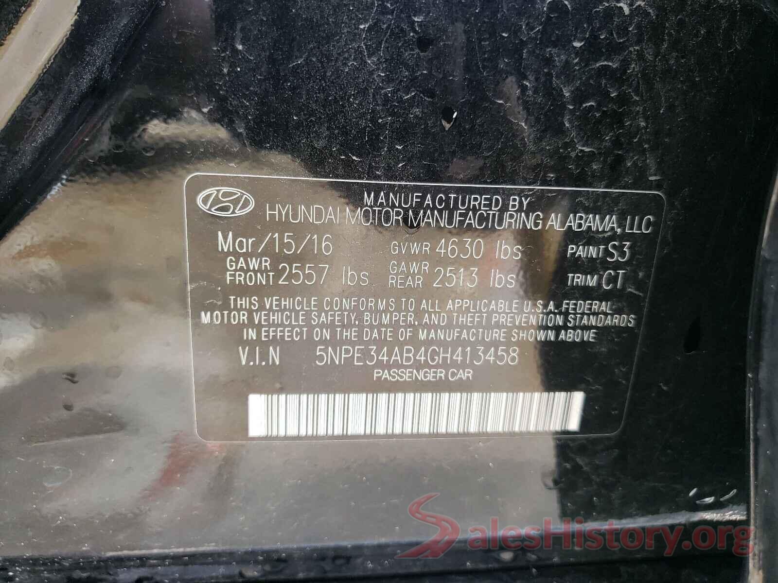 5NPE34AB4GH413458 2016 HYUNDAI SONATA