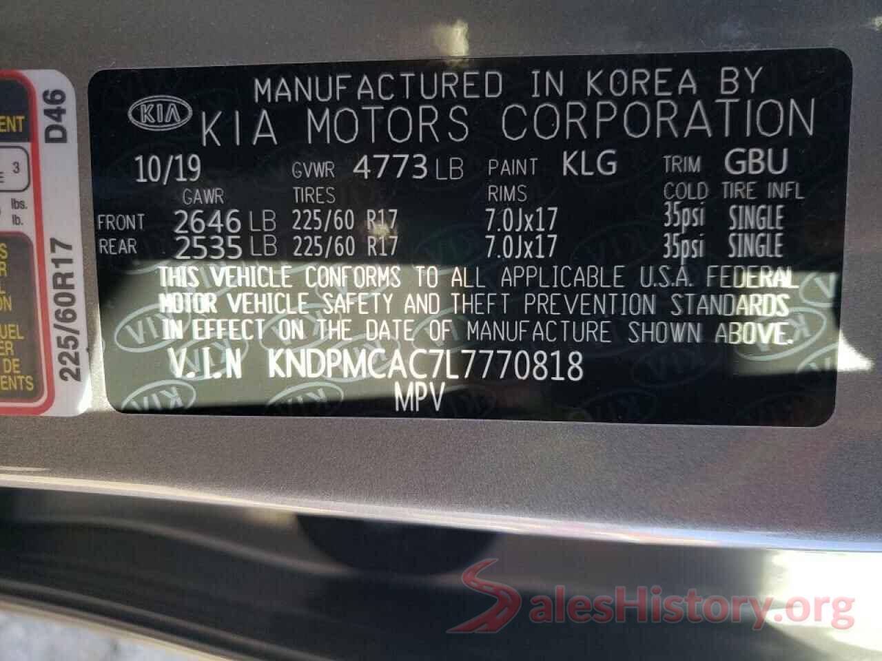 KNDPMCAC7L7770818 2020 KIA SPORTAGE