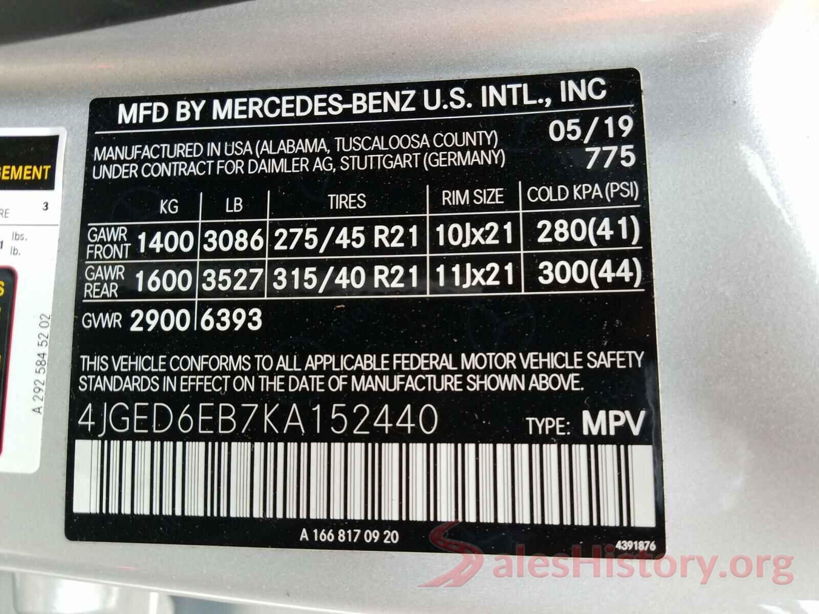 4JGED6EB7KA152440 2019 MERCEDES-BENZ GLE-CLASS