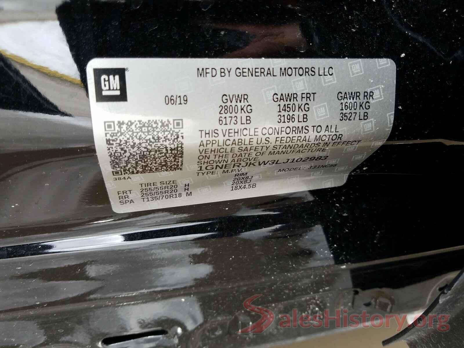 1GNERJKW3LJ102983 2020 CHEVROLET TRAVERSE