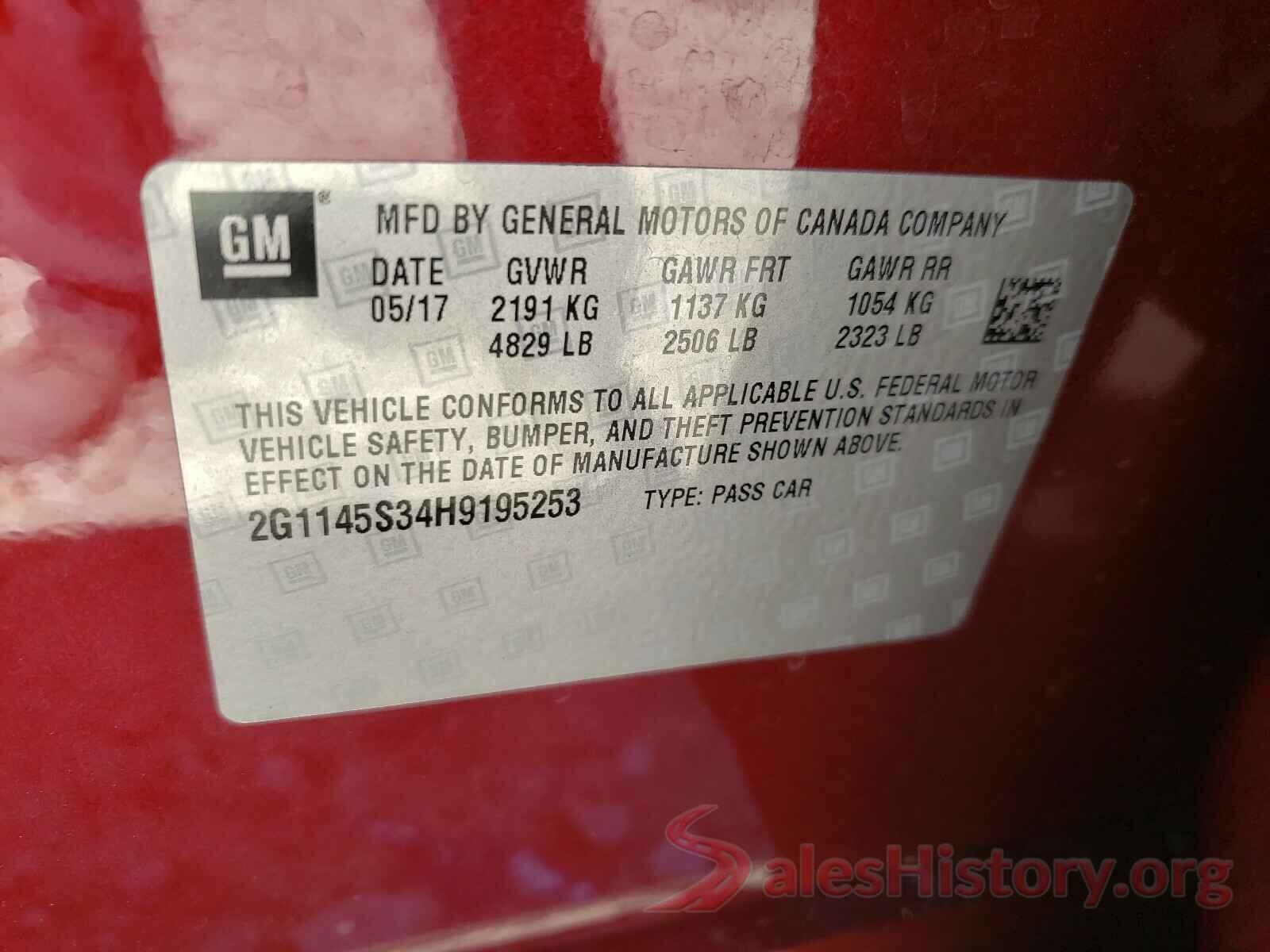 2G1145S34H9195253 2017 CHEVROLET IMPALA