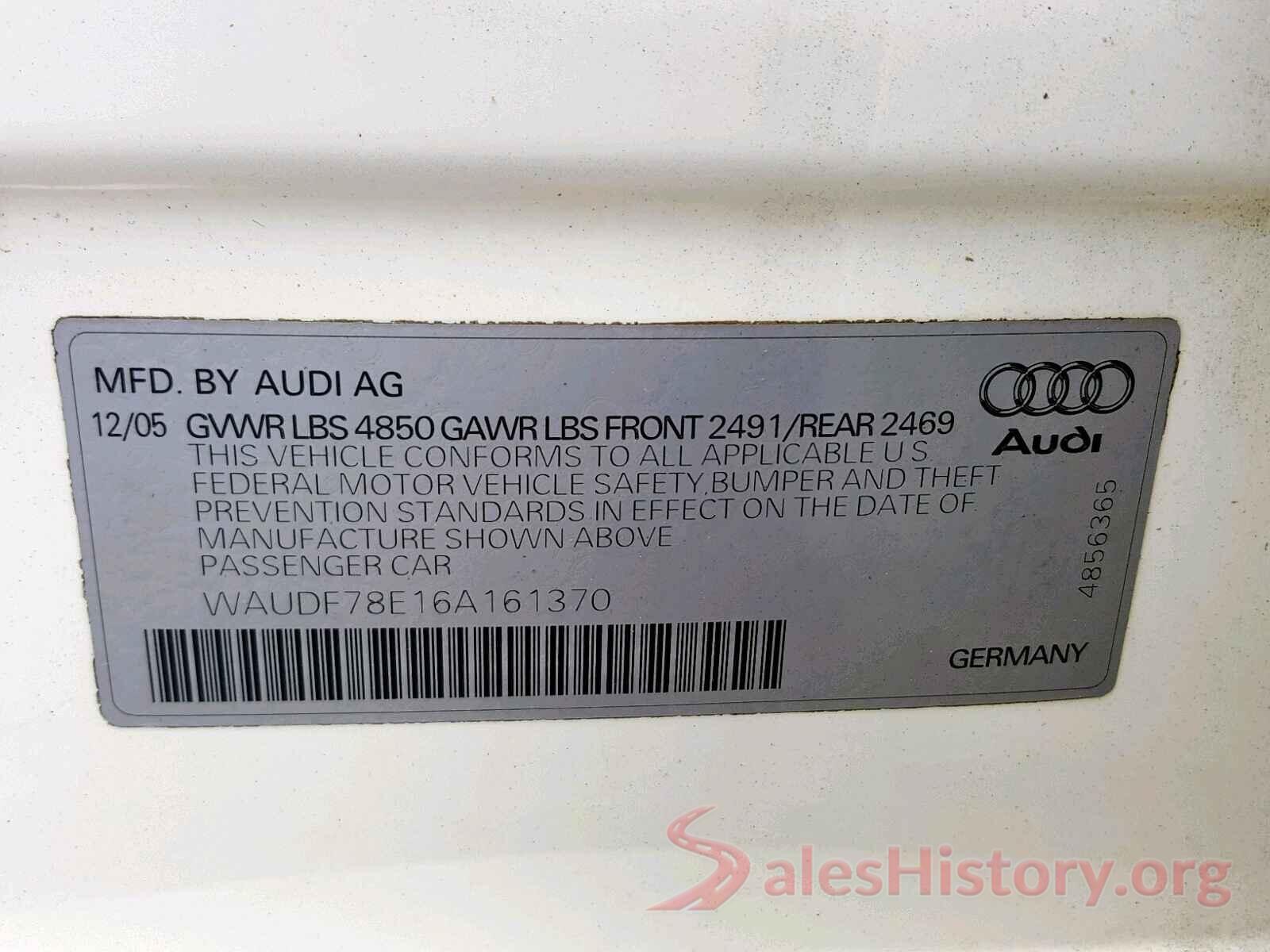 WAUDF78E16A161370 2006 AUDI A4