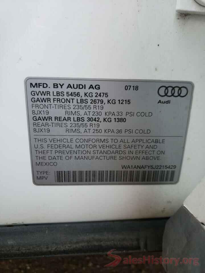 WA1ANAFY5J2215429 2018 AUDI Q5