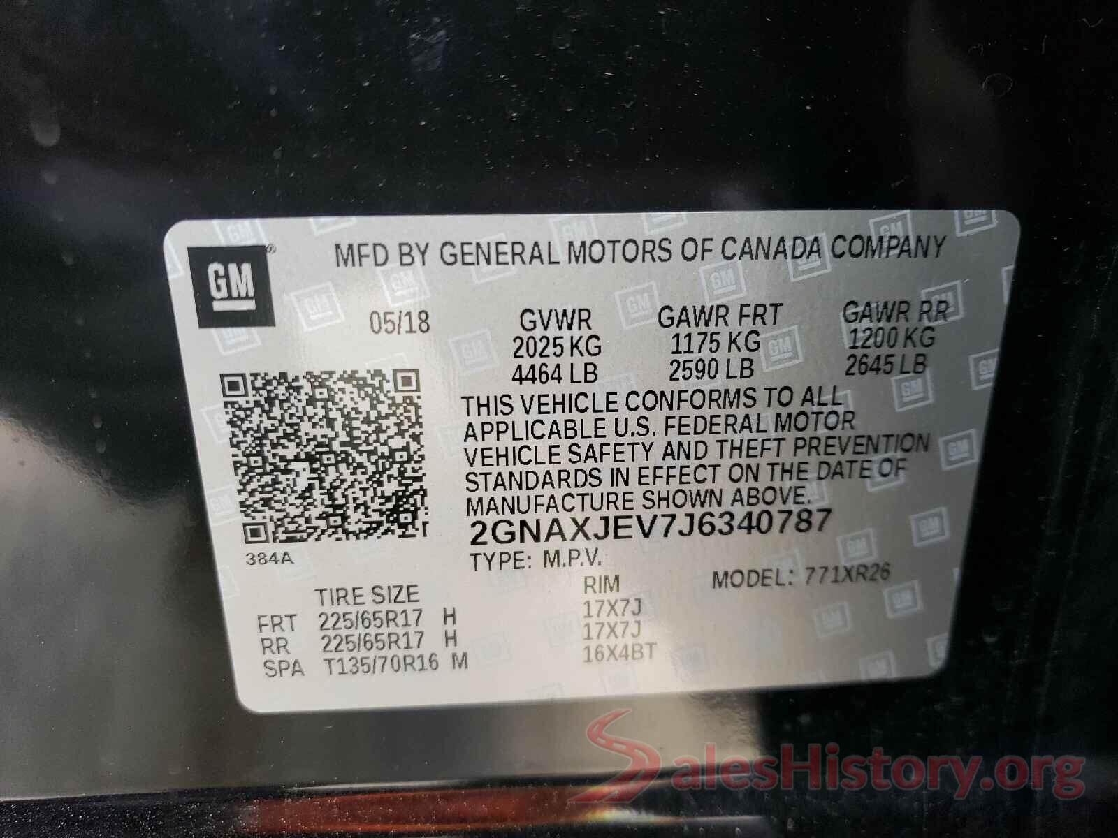 2GNAXJEV7J6340787 2018 CHEVROLET EQUINOX