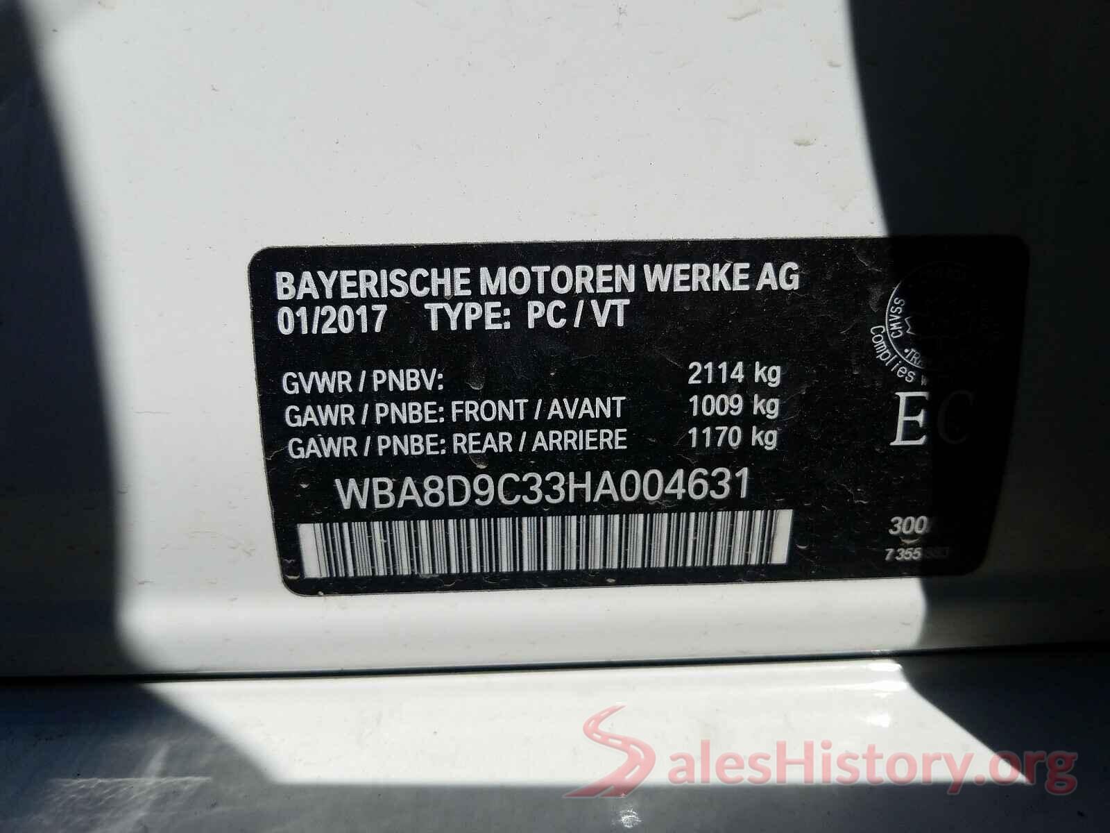 WBA8D9C33HA004631 2017 BMW 3 SERIES