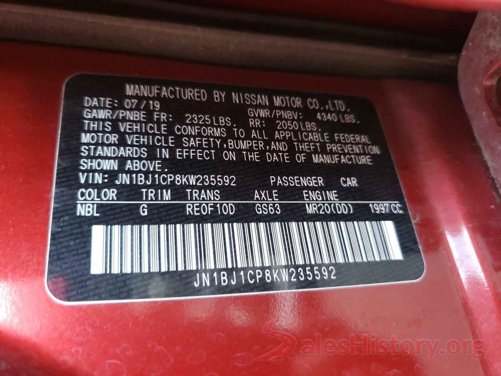 JN1BJ1CP8KW235592 2019 NISSAN ROGUE