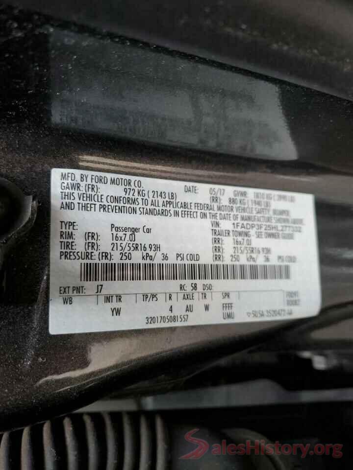 1FADP3F25HL277332 2017 FORD FOCUS