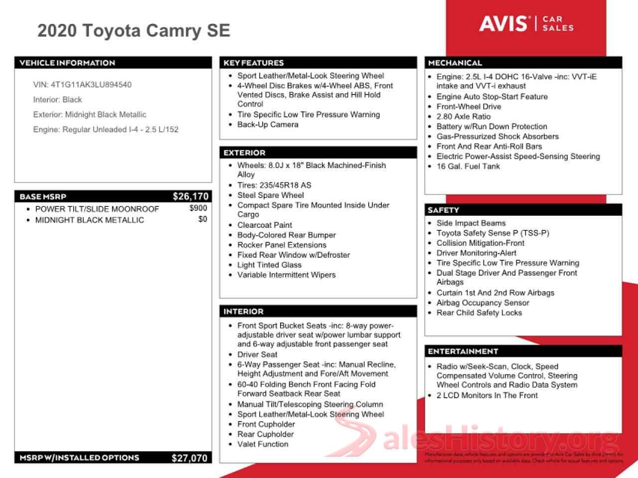 4T1G11AK3LU894540 2020 TOYOTA CAMRY