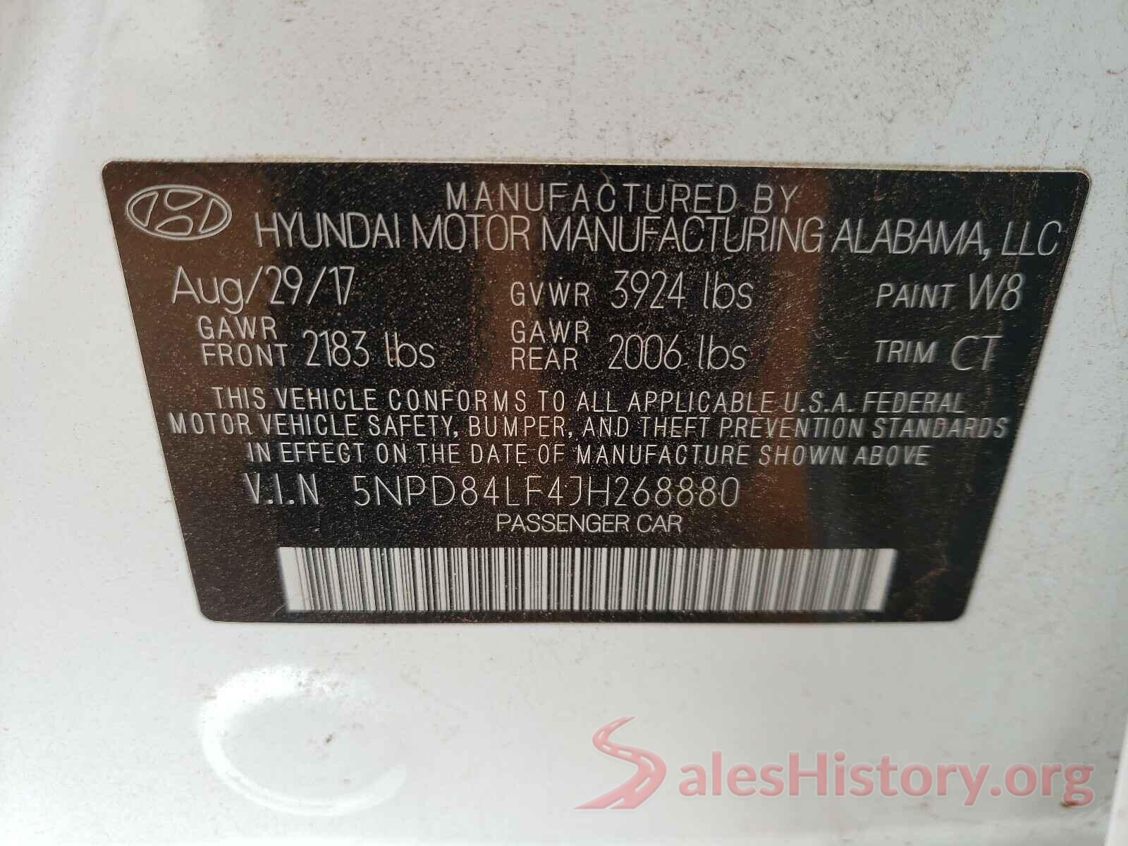 5NPD84LF4JH268880 2018 HYUNDAI ELANTRA