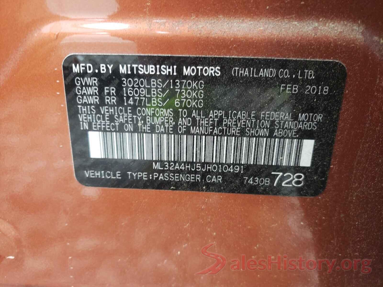 ML32A4HJ5JH010491 2018 MITSUBISHI MIRAGE