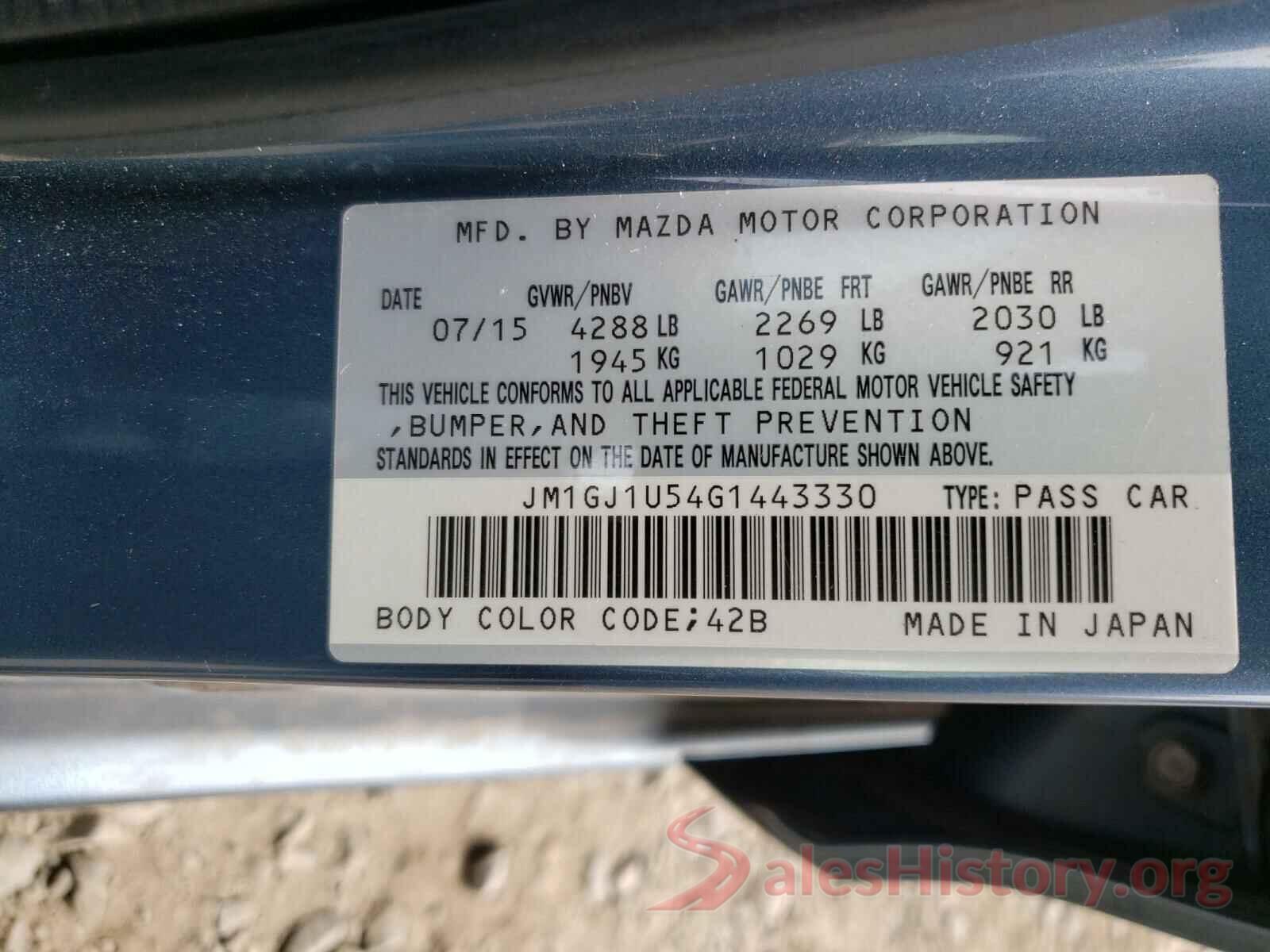 JM1GJ1U54G1443330 2016 MAZDA 6