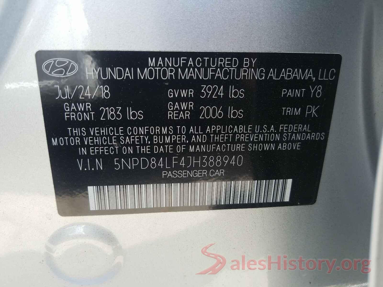 5NPD84LF4JH388940 2018 HYUNDAI ELANTRA