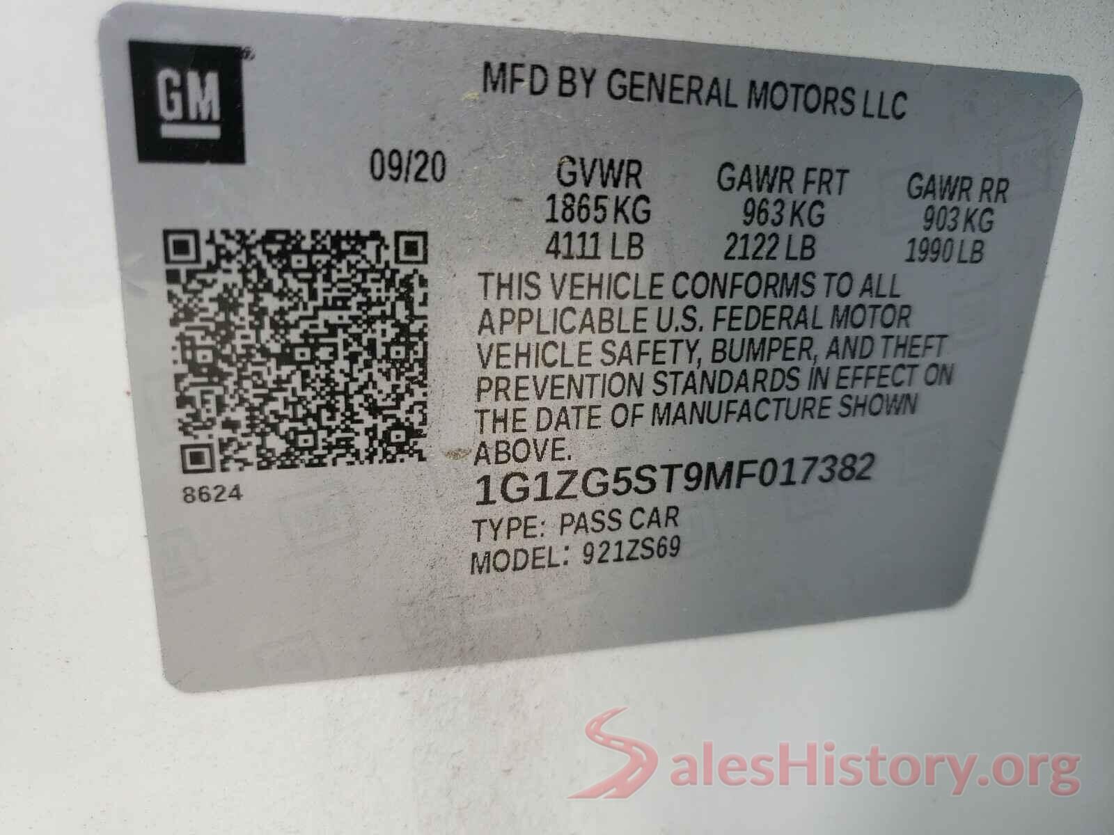 1G1ZG5ST9MF017382 2021 CHEVROLET MALIBU