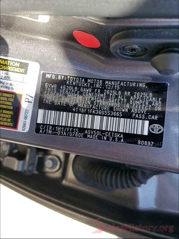 4T1BF1FK3GU553665 2016 TOYOTA CAMRY