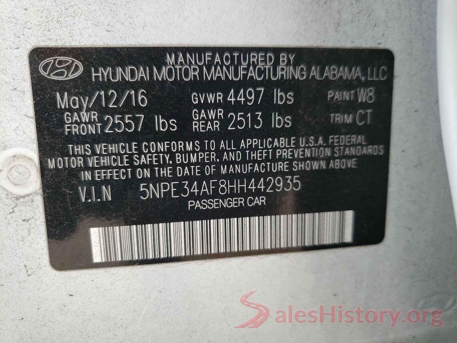 5NPE34AF8HH442935 2017 HYUNDAI SONATA