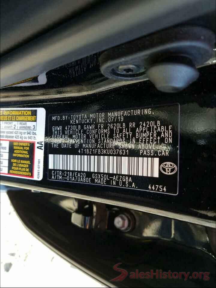 4T1BZ1FB3KU037631 2019 TOYOTA AVALON