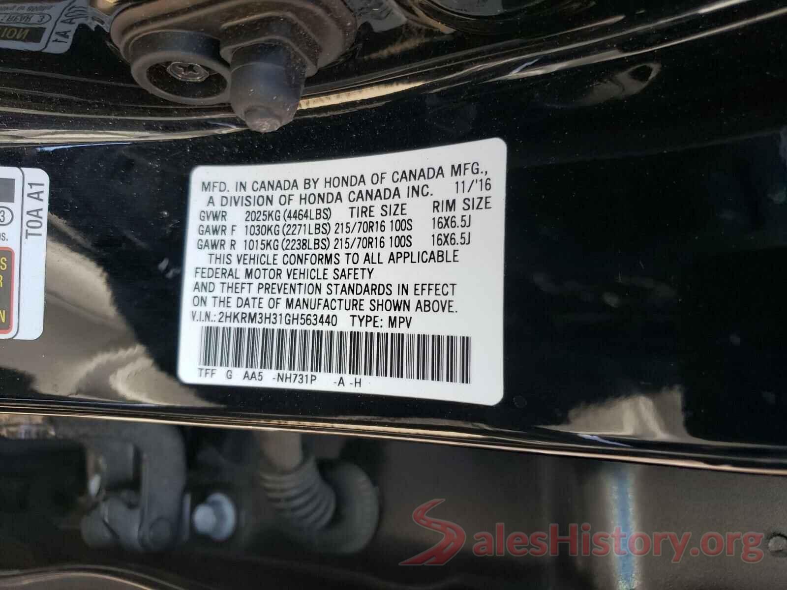 2HKRM3H31GH563440 2016 HONDA CRV