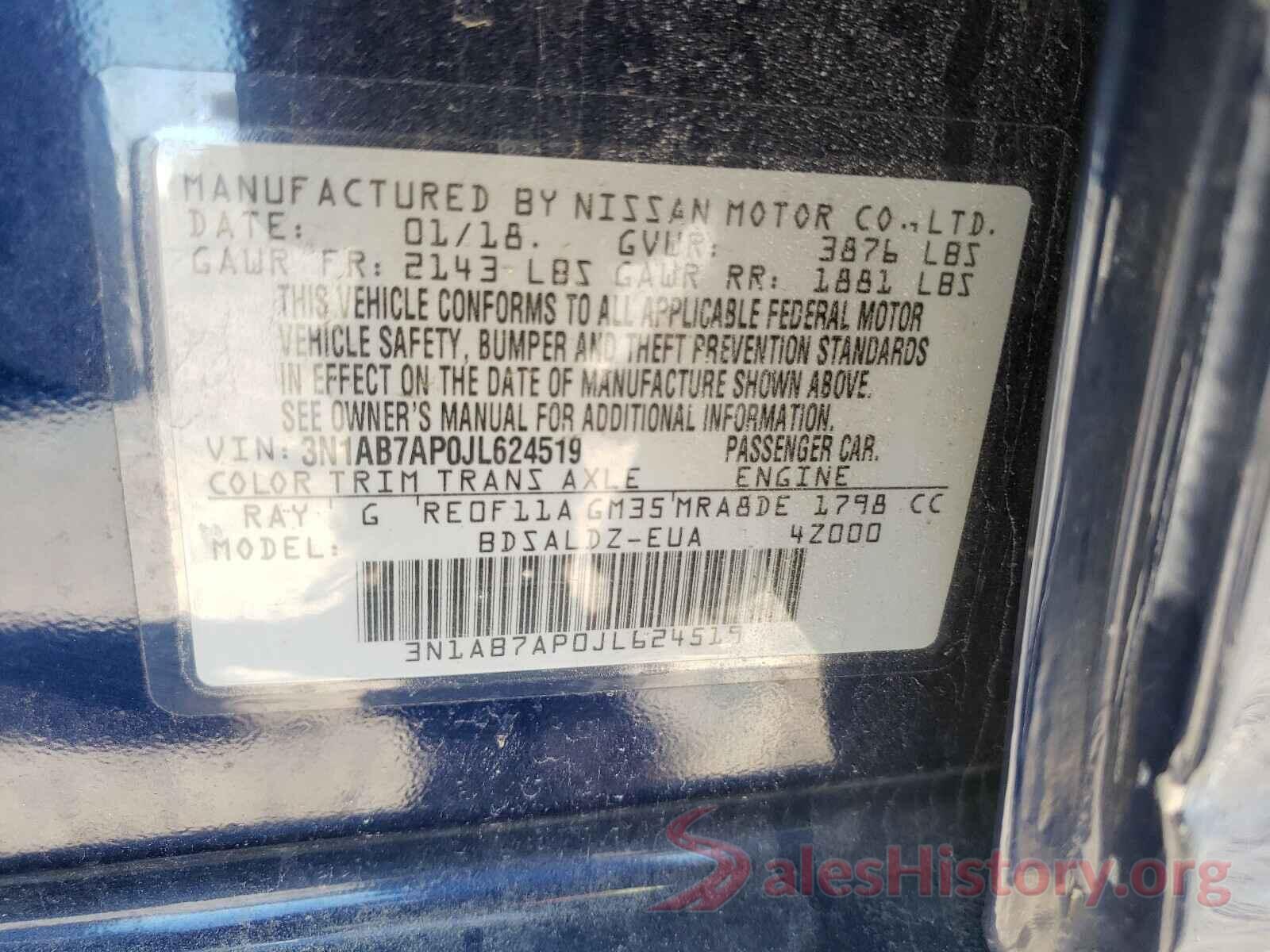 3N1AB7AP0JL624519 2018 NISSAN SENTRA