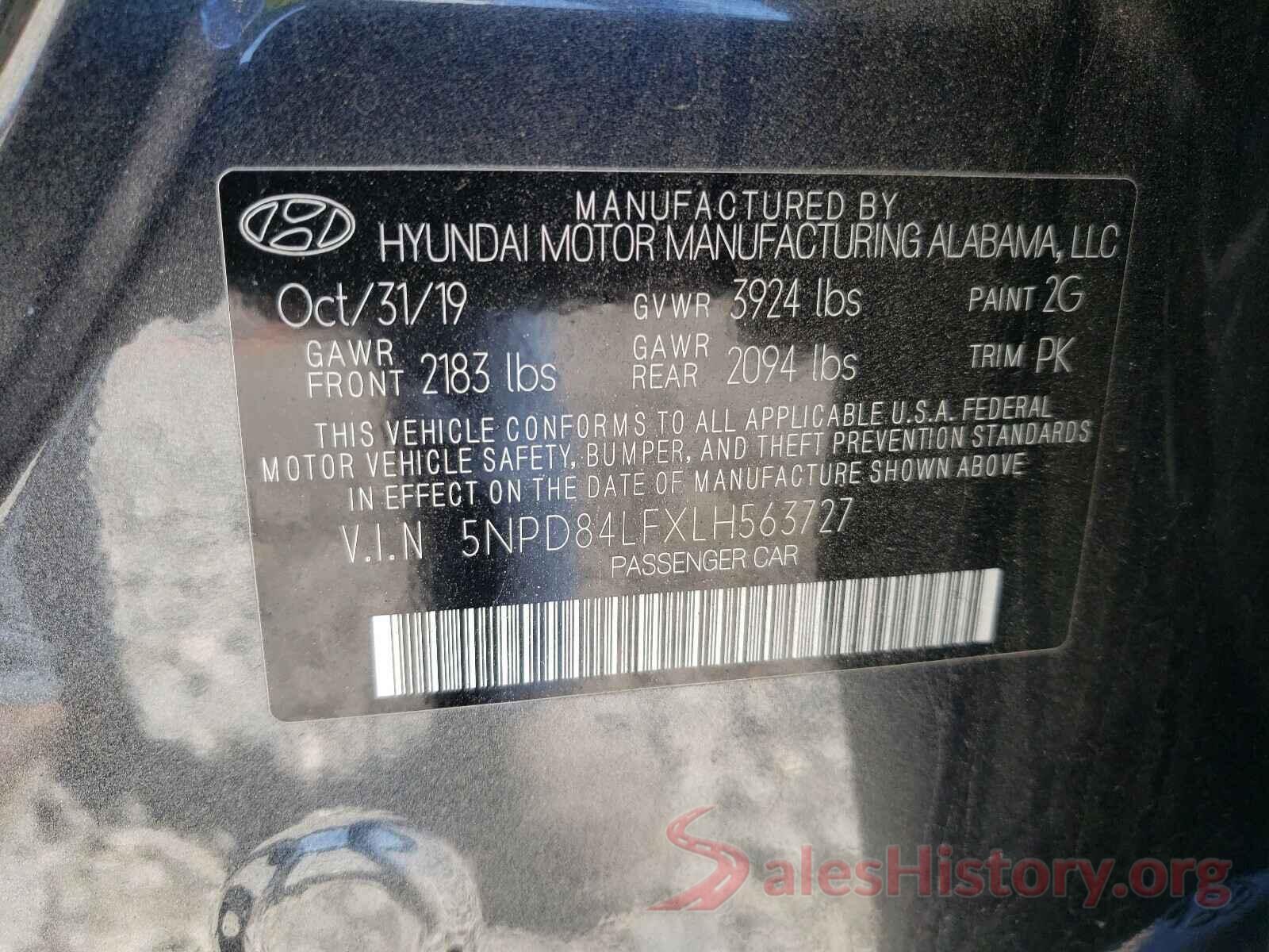 5NPD84LFXLH563727 2020 HYUNDAI ELANTRA