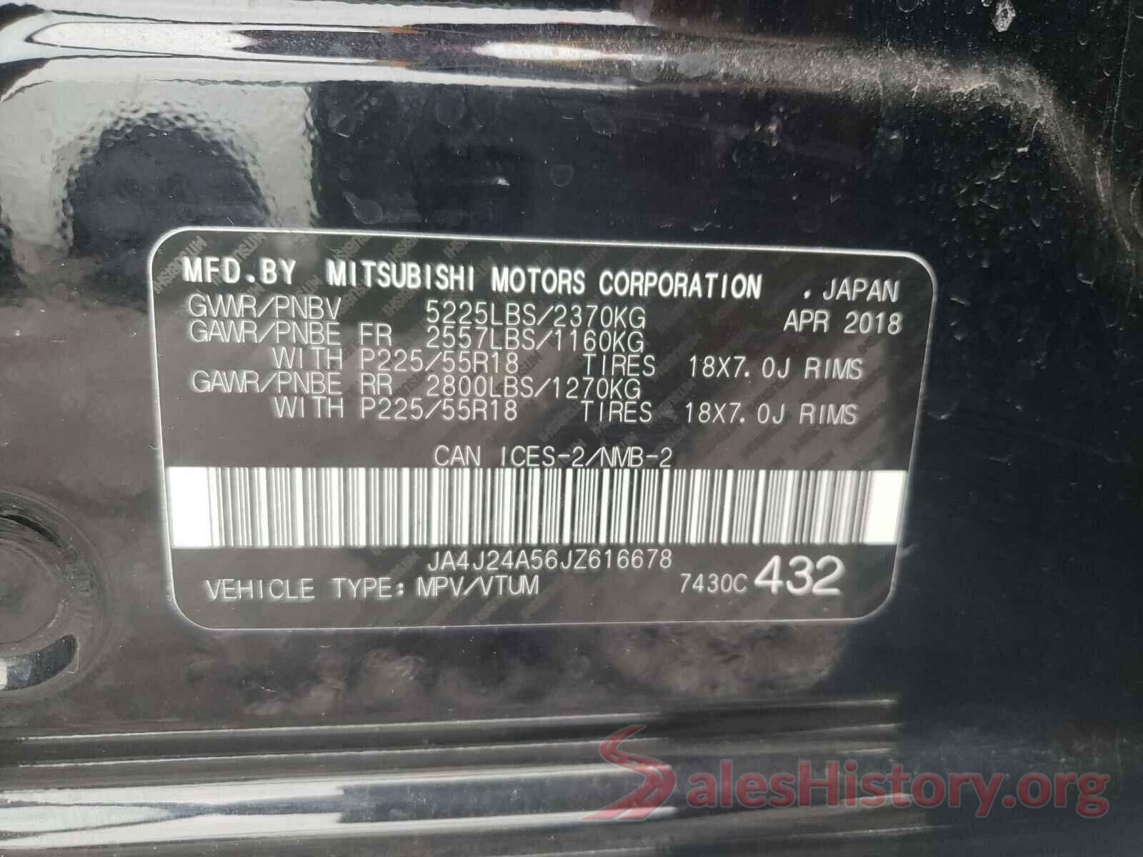 JA4J24A56JZ616678 2018 MITSUBISHI OUTLANDER