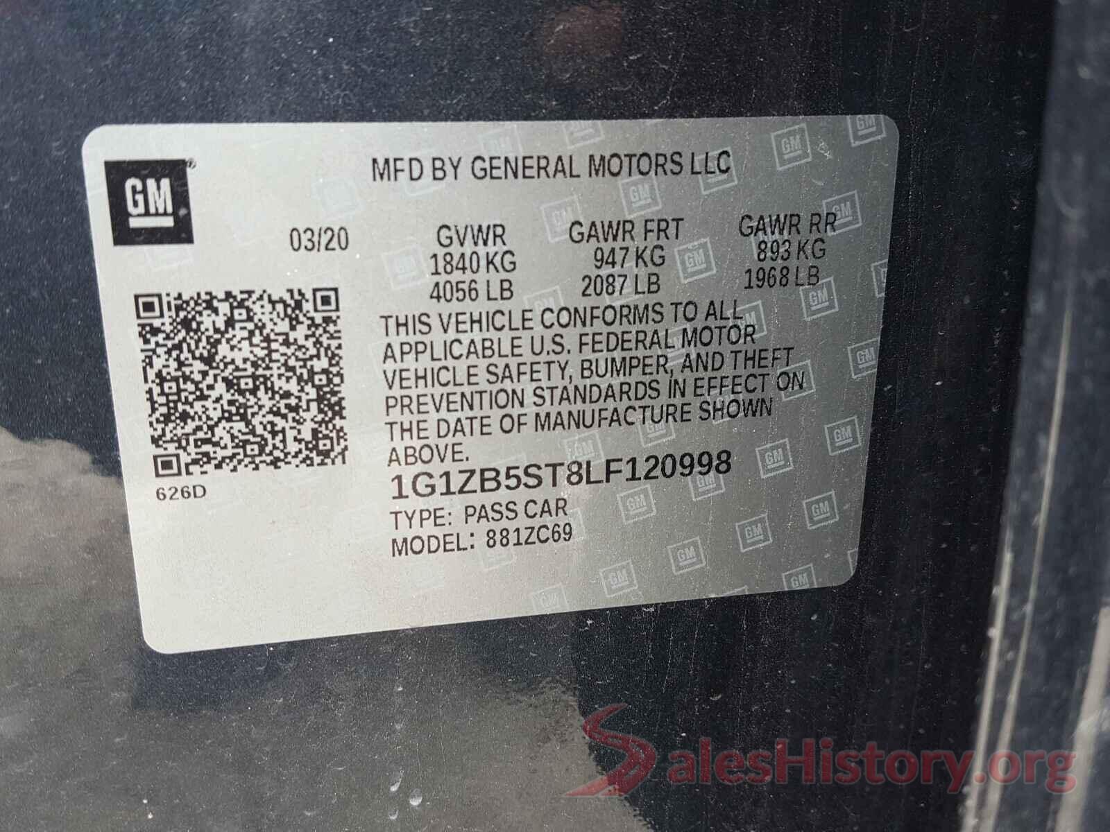 1G1ZB5ST8LF120998 2020 CHEVROLET MALIBU