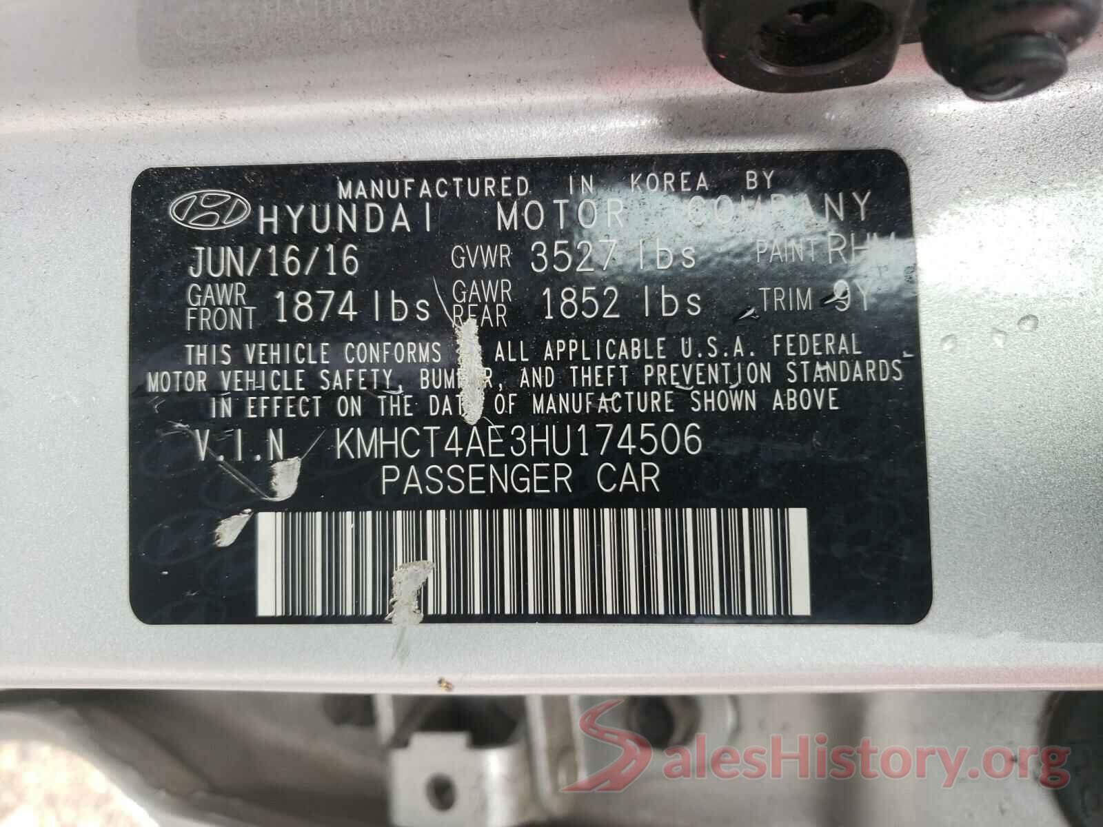 KMHCT4AE3HU174506 2017 HYUNDAI ACCENT