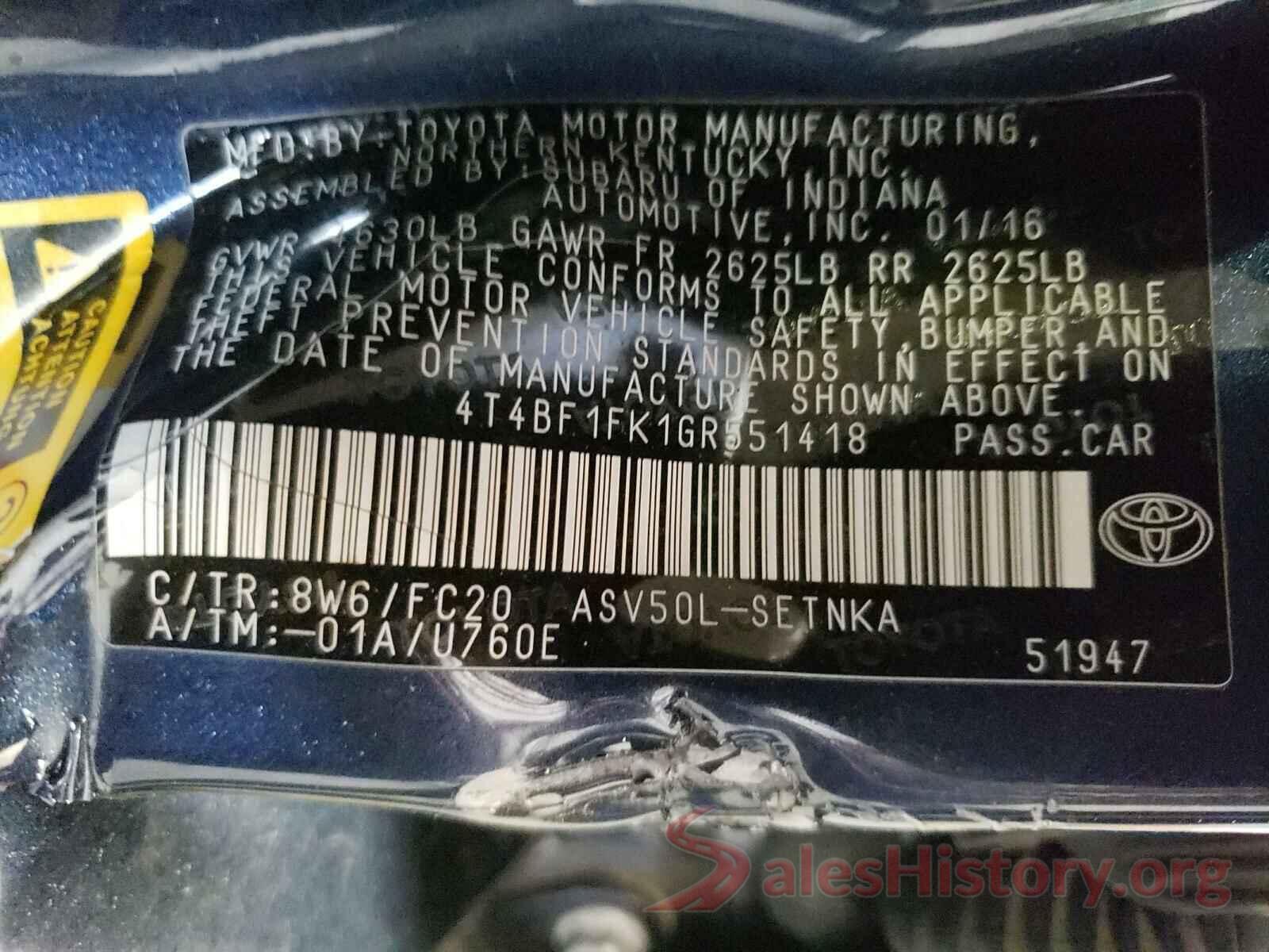 4T4BF1FK1GR551418 2016 TOYOTA CAMRY