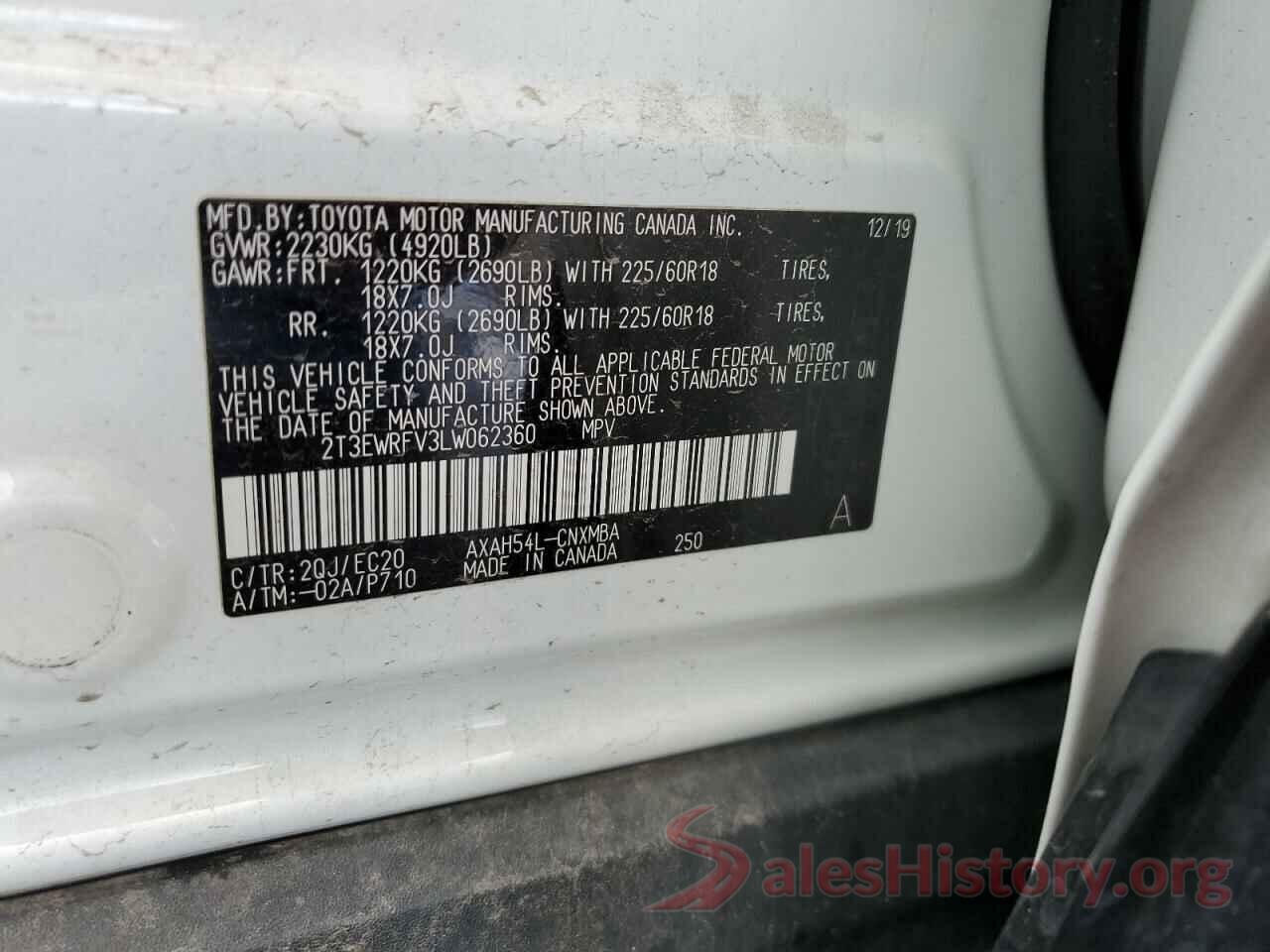 2T3EWRFV3LW062360 2020 TOYOTA RAV4