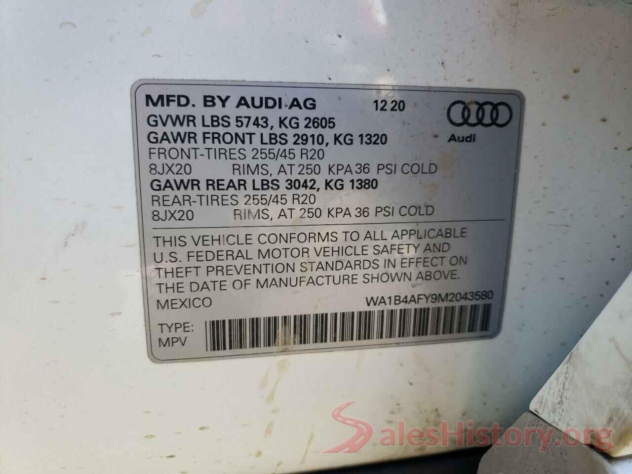 WA1B4AFY9M2043580 2021 AUDI SQ5