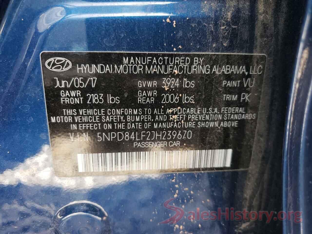 5NPD84LF2JH239670 2018 HYUNDAI ELANTRA