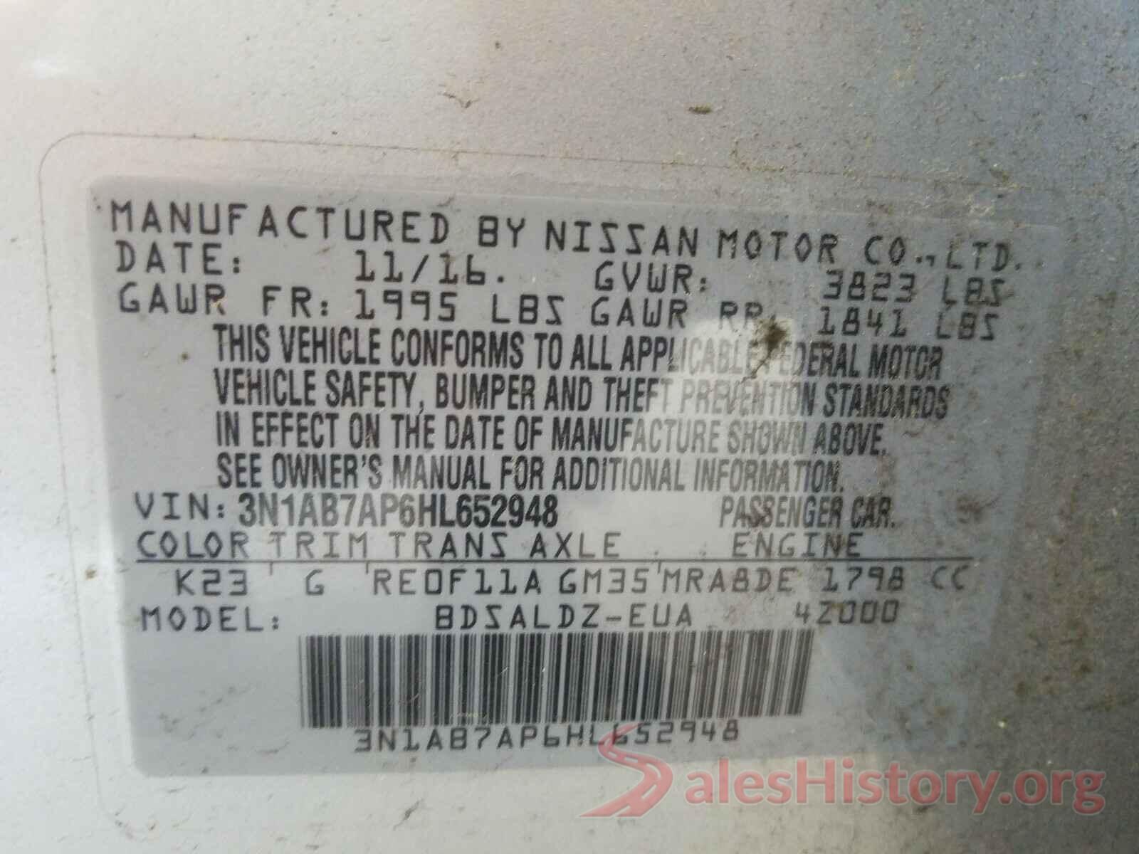 3N1AB7AP6HL652948 2017 NISSAN SENTRA