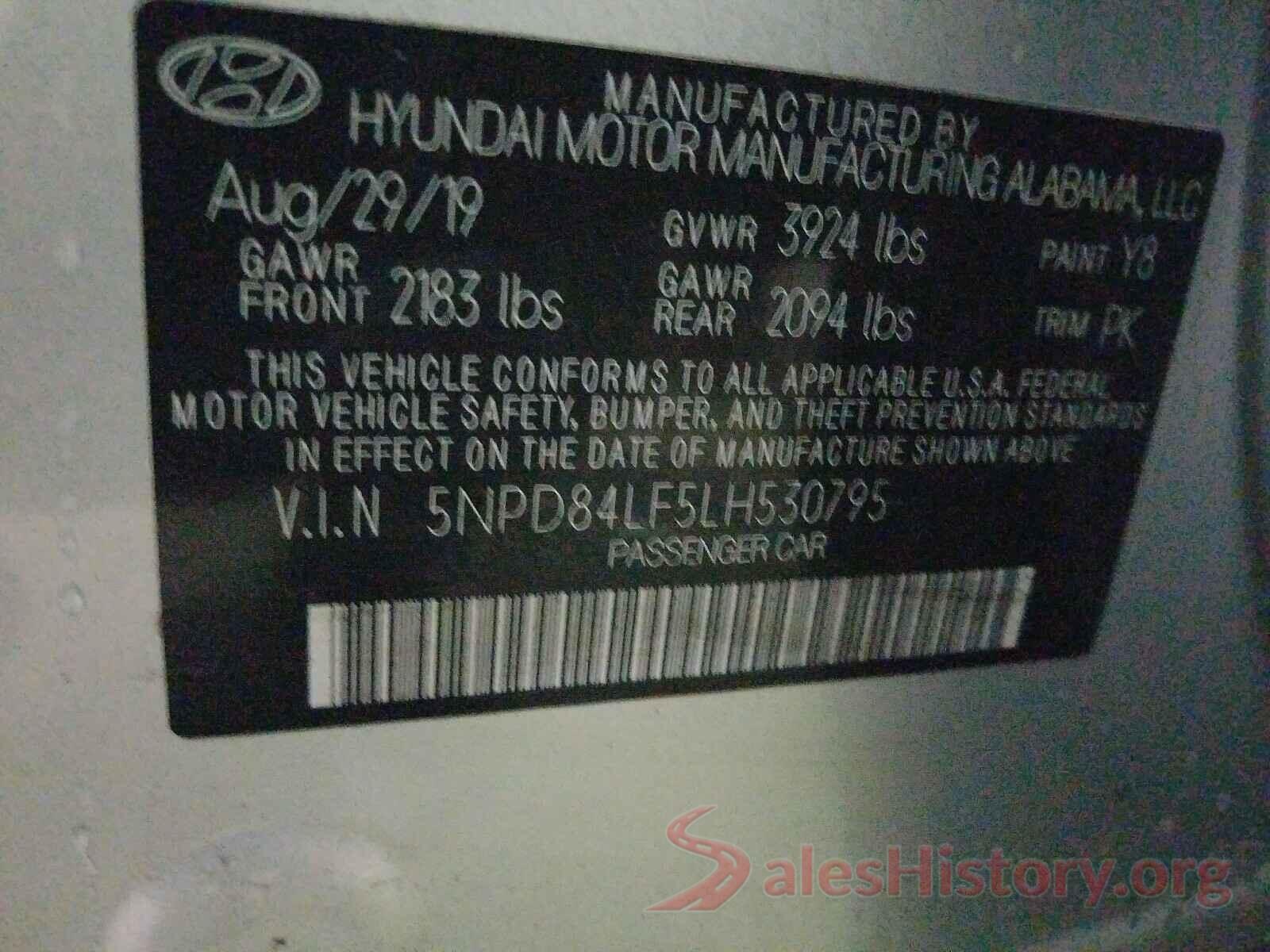 5NPD84LF5LH530795 2020 HYUNDAI ELANTRA