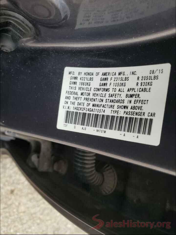 1HGCR2F04GA010574 2016 HONDA ACCORD