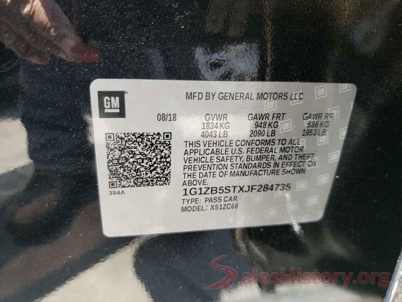 1G1ZB5STXJF284735 2018 CHEVROLET MALIBU