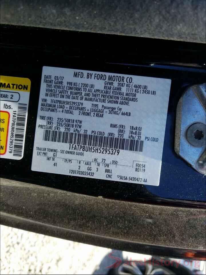 1FATP8UH5H5295379 2017 FORD MUSTANG