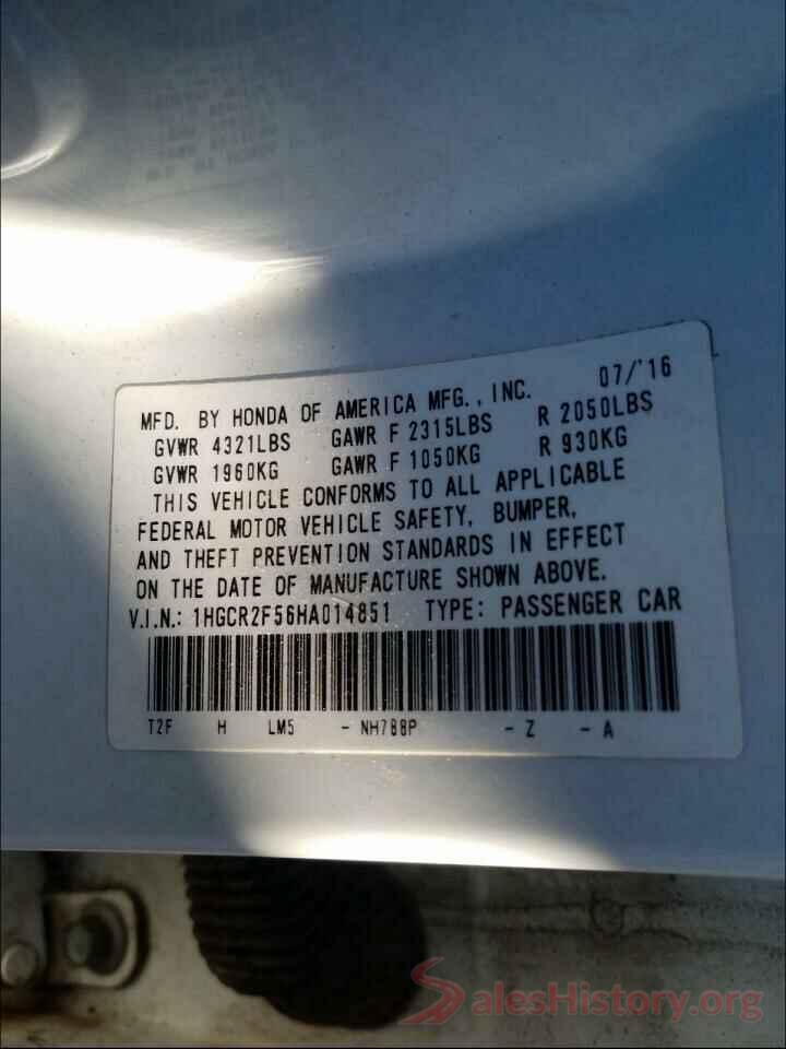 1HGCR2F56HA014851 2017 HONDA ACCORD