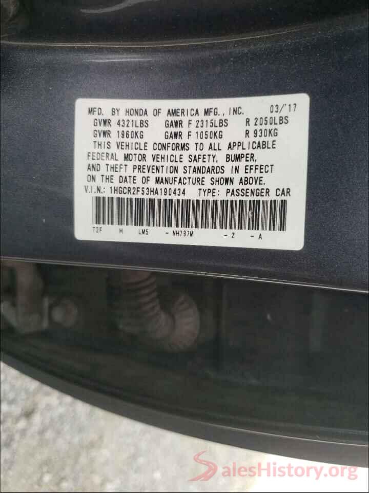 1HGCR2F53HA190434 2017 HONDA ACCORD