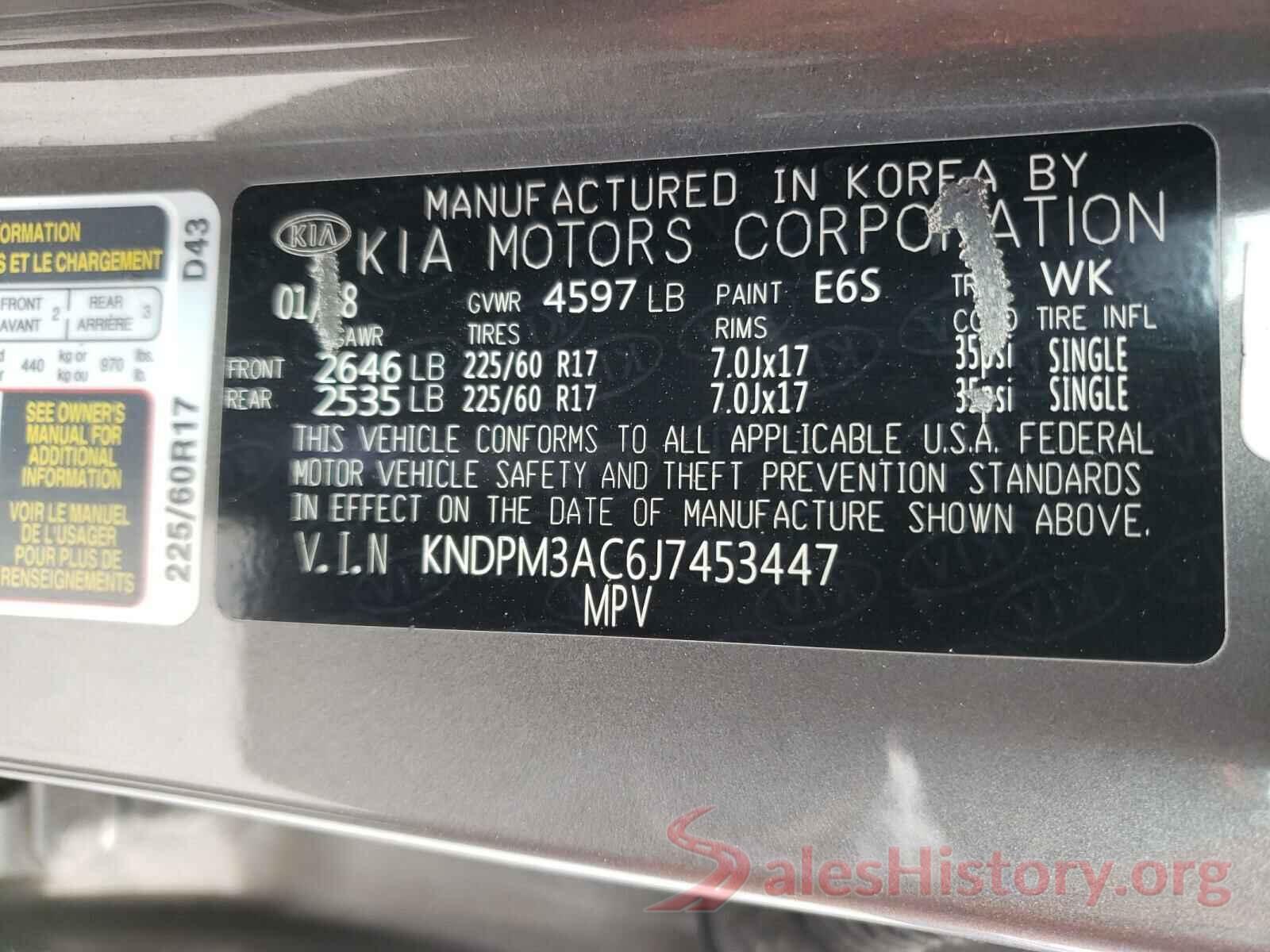 KNDPM3AC6J7453447 2018 KIA SPORTAGE