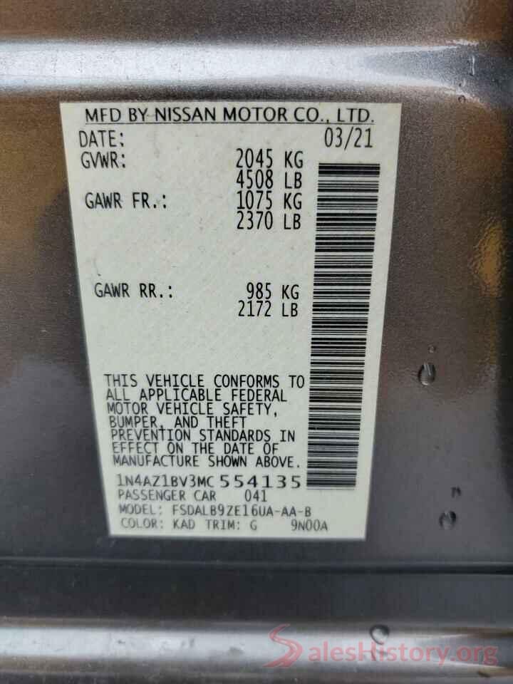 1N4AZ1BV3MC554135 2021 NISSAN LEAF