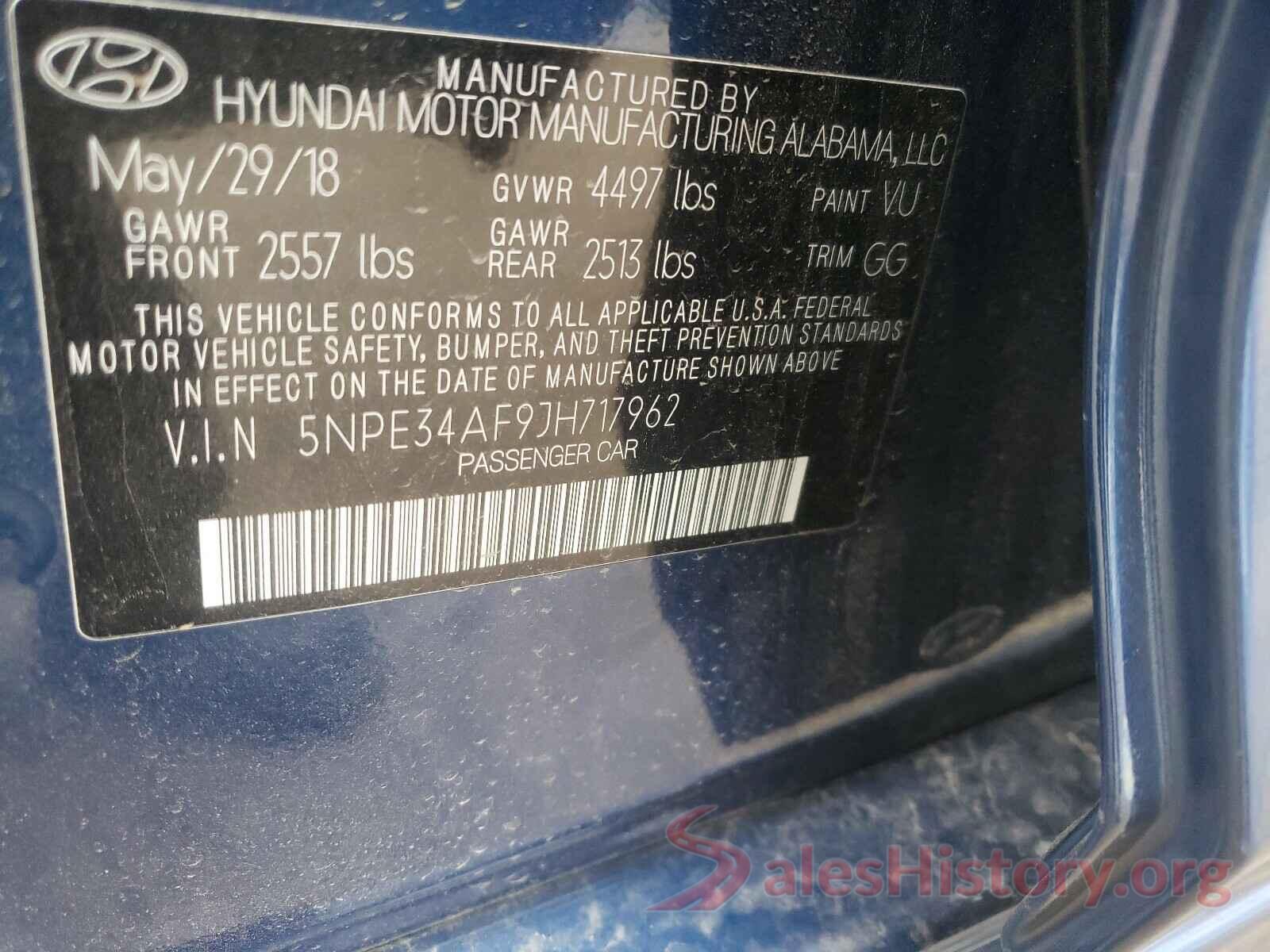 5NPE34AF9JH717962 2018 HYUNDAI SONATA