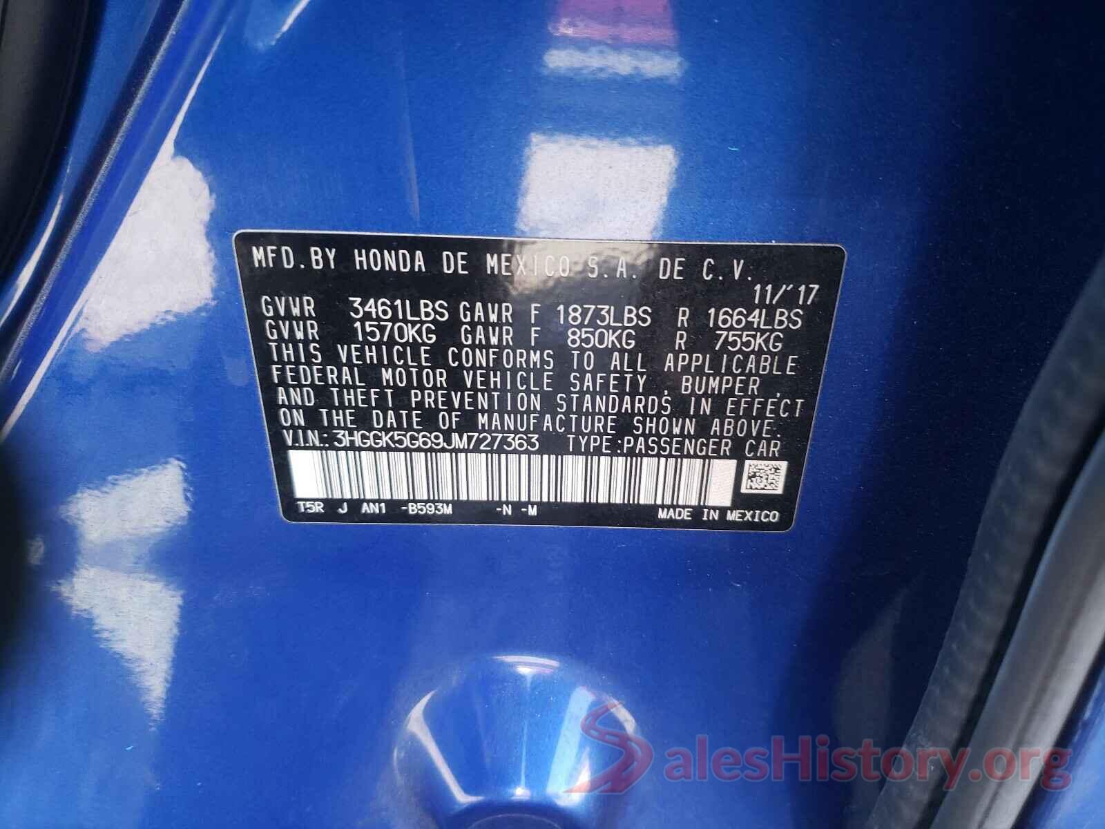 3HGGK5G69JM727363 2018 HONDA FIT